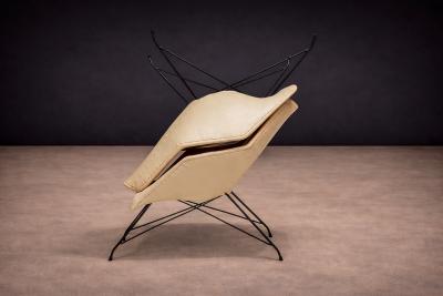 Carlo Hauner Pair of Concha Armchairs in Iron and leather Carlo Hauner