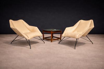 Carlo Hauner Pair of Concha Armchairs in Iron and leather Carlo Hauner