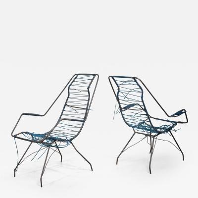 Carlo Hauner Pair of Hauner and Eisler iron lounge chairs