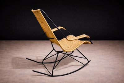 Carlo Hauner Rocking Chair in Metal Wicker Carlo Hauner 1950s