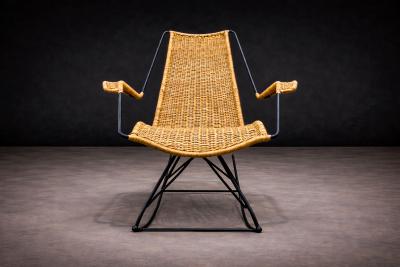 Carlo Hauner Rocking Chair in Metal Wicker Carlo Hauner 1950s