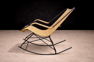 Carlo Hauner Rocking Chair in Metal Wicker Carlo Hauner 1950s