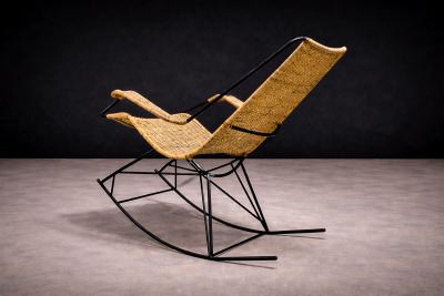Carlo Hauner Rocking Chair in Metal Wicker Carlo Hauner 1950s