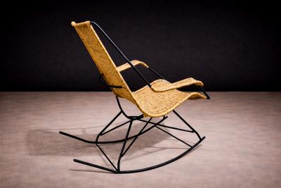 Carlo Hauner Rocking Chair in Metal Wicker Carlo Hauner 1950s