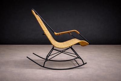 Carlo Hauner Rocking Chair in Metal Wicker Carlo Hauner 1950s