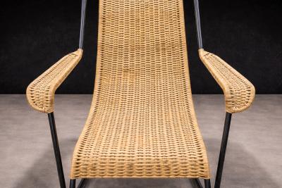 Carlo Hauner Rocking Chair in Metal Wicker Carlo Hauner 1950s