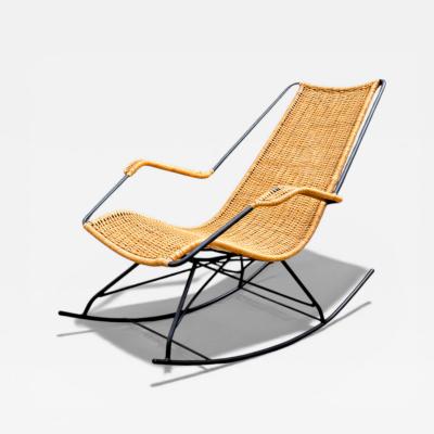 Carlo Hauner Rocking Chair in Metal Wicker Carlo Hauner 1950s