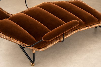 Carlo Hauner Sculptural Chaise in Wicker Mohair Steel Brass Att Carlo Hauner Lot 1003