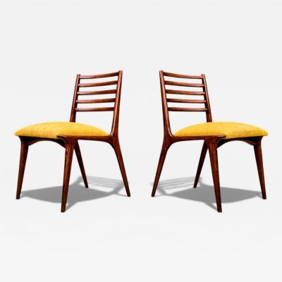 Carlo Hauner Set of 2 Chairs in Rosewood Yellow Linen Canvas Carlo Hauner Lot 254A