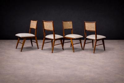 Carlo Hauner Set of 4 Chairs in Wood Caning Leather Carlo Hauner 1960s