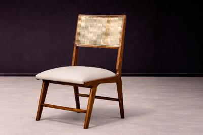 Carlo Hauner Set of 4 Chairs in Wood Caning Leather Carlo Hauner 1960s
