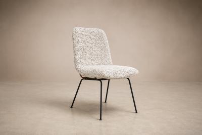Carlo Hauner Set of Six Dining Chairs in Metal and Boucle by Carlo Hauner Brazil