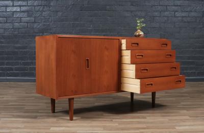 Carlo Jensen Carlo Jensen Bi Folding Door Teak Credenza for Hundevad Co 