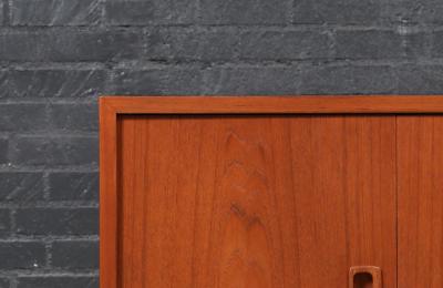 Carlo Jensen Carlo Jensen Bi Folding Door Teak Credenza for Hundevad Co 