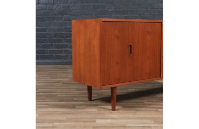 Carlo Jensen Carlo Jensen Bi Folding Door Teak Credenza for Hundevad Co 