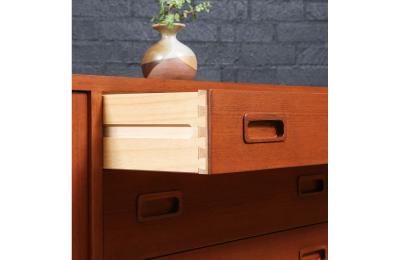 Carlo Jensen Carlo Jensen Bi Folding Door Teak Credenza for Hundevad Co 