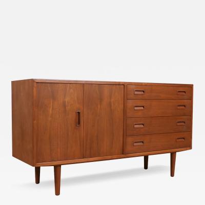 Carlo Jensen Carlo Jensen Bi Folding Door Walnut Credenza for Hundevad Co 
