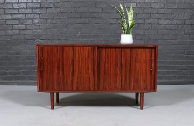 Carlo Jensen Carlo Jensen Rosewood Credenza w Sliding Doors for Hundevad Co 