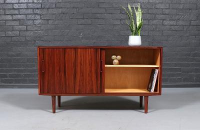 Carlo Jensen Carlo Jensen Rosewood Credenza w Sliding Doors for Hundevad Co 