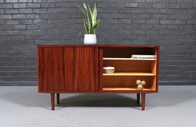 Carlo Jensen Carlo Jensen Rosewood Credenza w Sliding Doors for Hundevad Co 