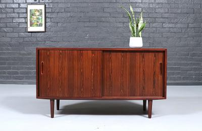 Carlo Jensen Danish Modern Rosewood Credenza w Sliding Doors by Carlo Jensen