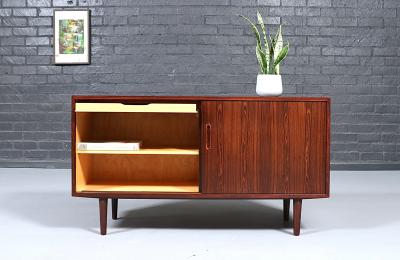 Carlo Jensen Danish Modern Rosewood Credenza w Sliding Doors by Carlo Jensen