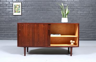 Carlo Jensen Danish Modern Rosewood Credenza w Sliding Doors by Carlo Jensen