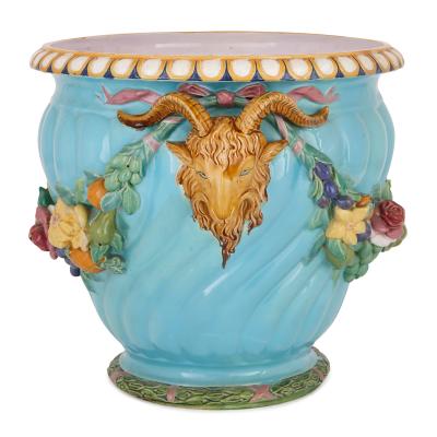 Carlo Marochetti 19th century majolica jardiniere by Minton and Carlo Marochetti