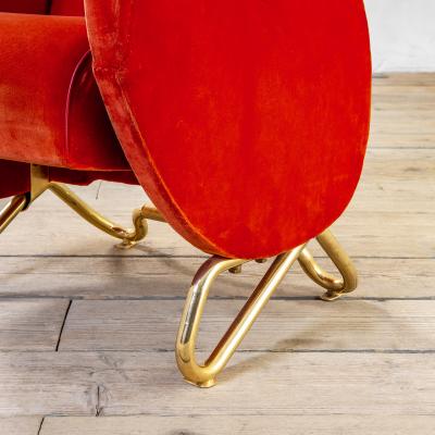 Carlo Mollino Carlo Mollino Pair of Red Armchair 50s