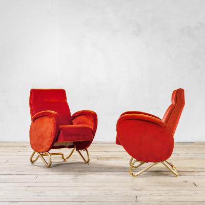 Carlo Mollino Carlo Mollino Pair of Red Armchair 50s