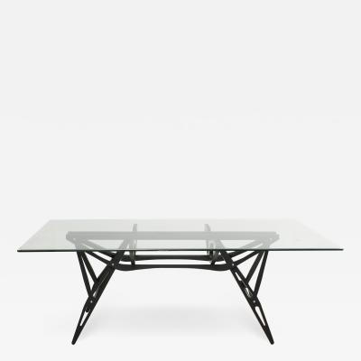 Carlo Mollino Carlo Mollino and Zanotta Midcentury Glass and Black Cherrywood Italian Table