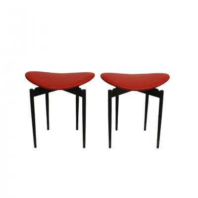 Carlo Mollino Mid Century Set of Four Lutrario Stools Designed by Carlo Mollino Italy 1959