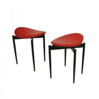 Carlo Mollino Mid Century Set of Four Lutrario Stools Designed by Carlo Mollino Italy 1959