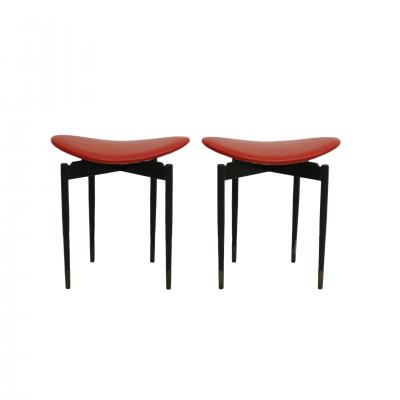 Carlo Mollino Mid Century Set of Four Lutrario Stools Designed by Carlo Mollino Italy 1959