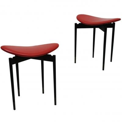 Carlo Mollino Mid Century Set of Two Lutrario Stools Designed by Carlo Mollino Italy 1959