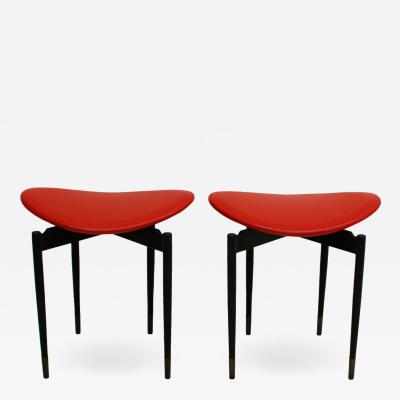 Carlo Mollino Mid Century Set of Two Lutrario Stools Designed by Carlo Mollino Italy 1959