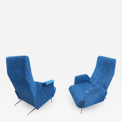 Carlo Mollino Pair of Italian Mid Century Armchairs in the Manner of Carlo Mollino