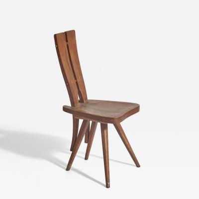 Carlo Mollino Side Chair from Casa Del Sol with Chestnut and Brass Italy 1953