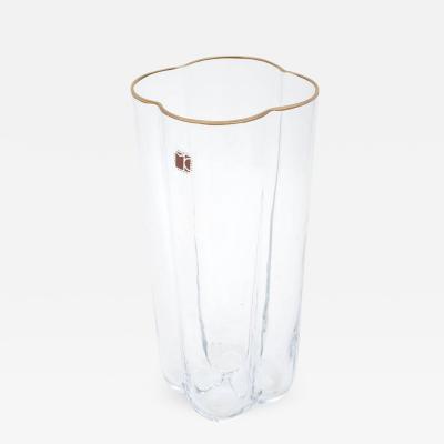 Carlo Moretti Carlo Moretti Handblown Glass Vase with Gold Rim Italy 1970s