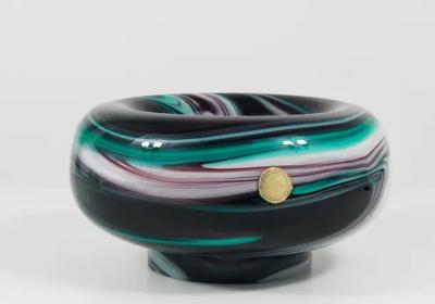 Carlo Moretti Carlo Moretti Large Murano Marble Glass Bowl Vide Poche Pocket tray Italy 1960