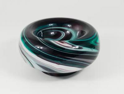 Carlo Moretti Carlo Moretti Large Murano Marble Glass Bowl Vide Poche Pocket tray Italy 1960