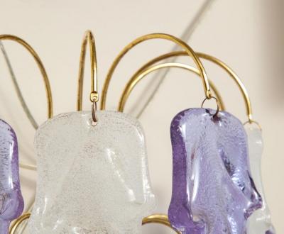 Carlo Nason 1970s Mazzega Italian Murano Glass Wall Sconces with Amethyst and Frost Glass