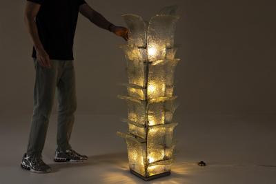 Carlo Nason Cactus Lamp by Carlo Nason for Mazzega in Clear Blue Glass Italy 1970s