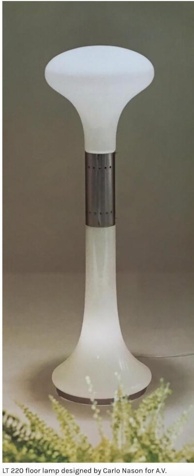 Carlo Nason Carlo Nason A V Mazzega LT 220 Floor Lamp Glass Chrome