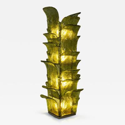 Carlo Nason Carlo Nason LT 320 Cactus Floor Lamp in Green Murano for Mazzega Italy 1960s