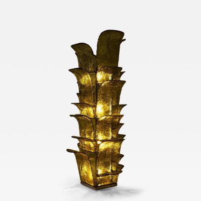 Carlo Nason Carlo Nason LT 320 Cactus Floor Lamp in Yellow Murano for Mazzega Italy 1960s