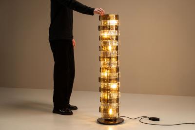 Carlo Nason Carlo Nason LT 378 Floorlamp Mixed Cristal and Tobacco Glass for Mazzega Italy