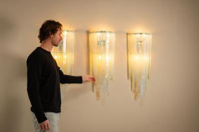 Carlo Nason Carlo Nason Large LP 242 Wall Lights in Opaline Set of 3 for Mazzega Italy