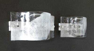 Carlo Nason Carlo Nason for Mazzega Wall Sonces Italian Cast Murano Glass Clear White Enamel