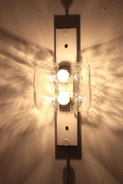 Carlo Nason Carlo Nason for Mazzega Wall Sonces Italian Cast Murano Glass Clear White Enamel